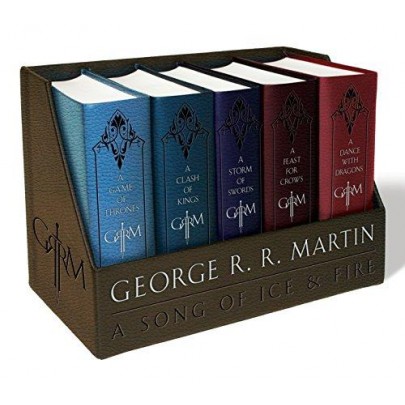 A Song of Ice and Fire Leather-Cloth Box Set: A Game of Thrones, a Clash of Kings, a Storm of Swords, a Feast for Crows, and a Dance with Dragons